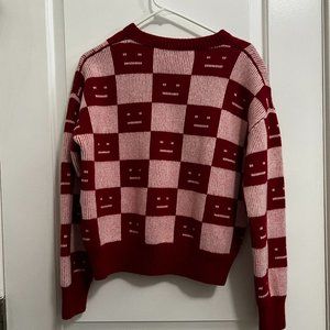 ACNE STUDIOS red/pink logo sweater size xs